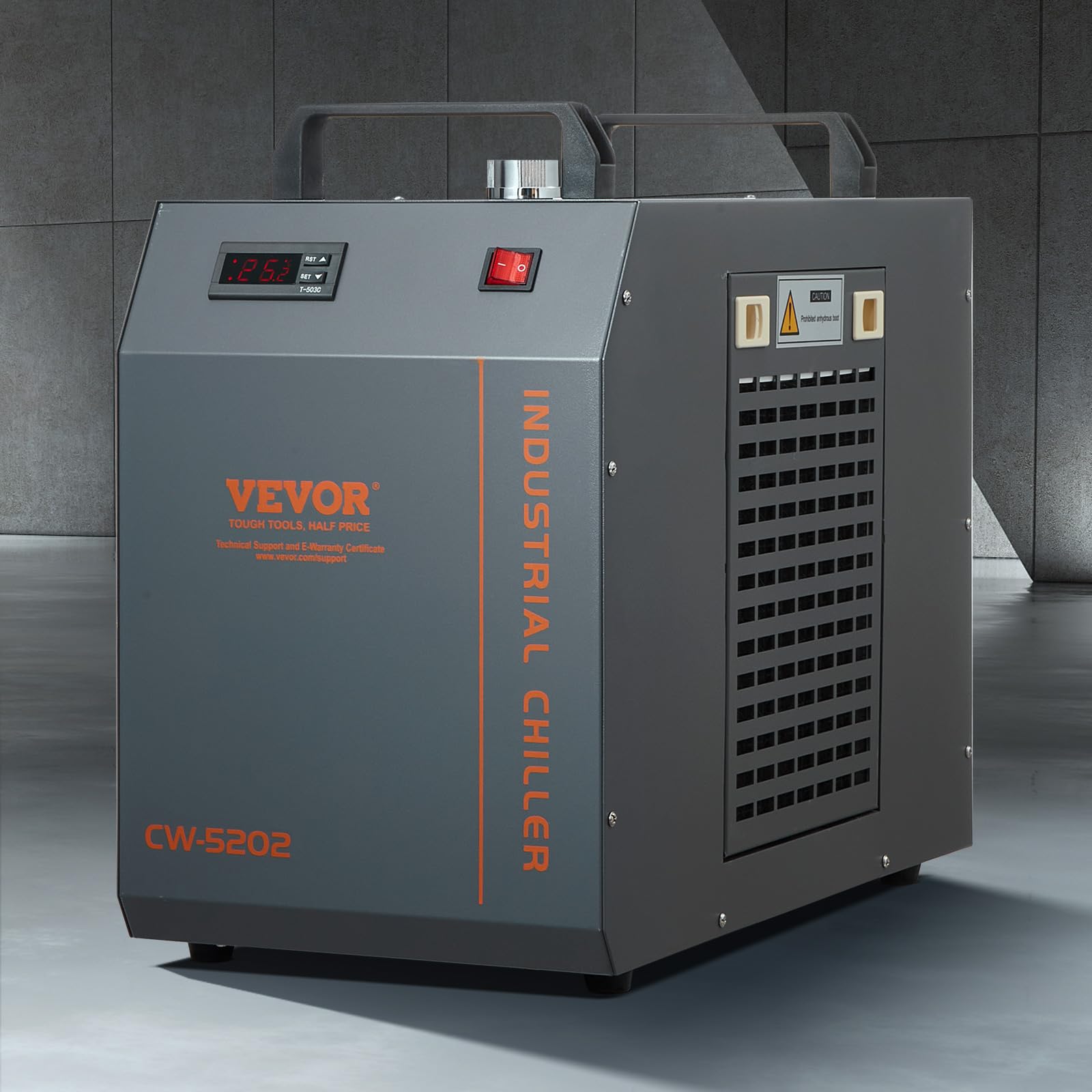 VEVOR Refrigeratore d'acqua industriale, CW-5202, sistema di raffreddamento, capacità del serbatoio dell'acqua 7 litri, portata 18 l/min per macchina per incisione laser