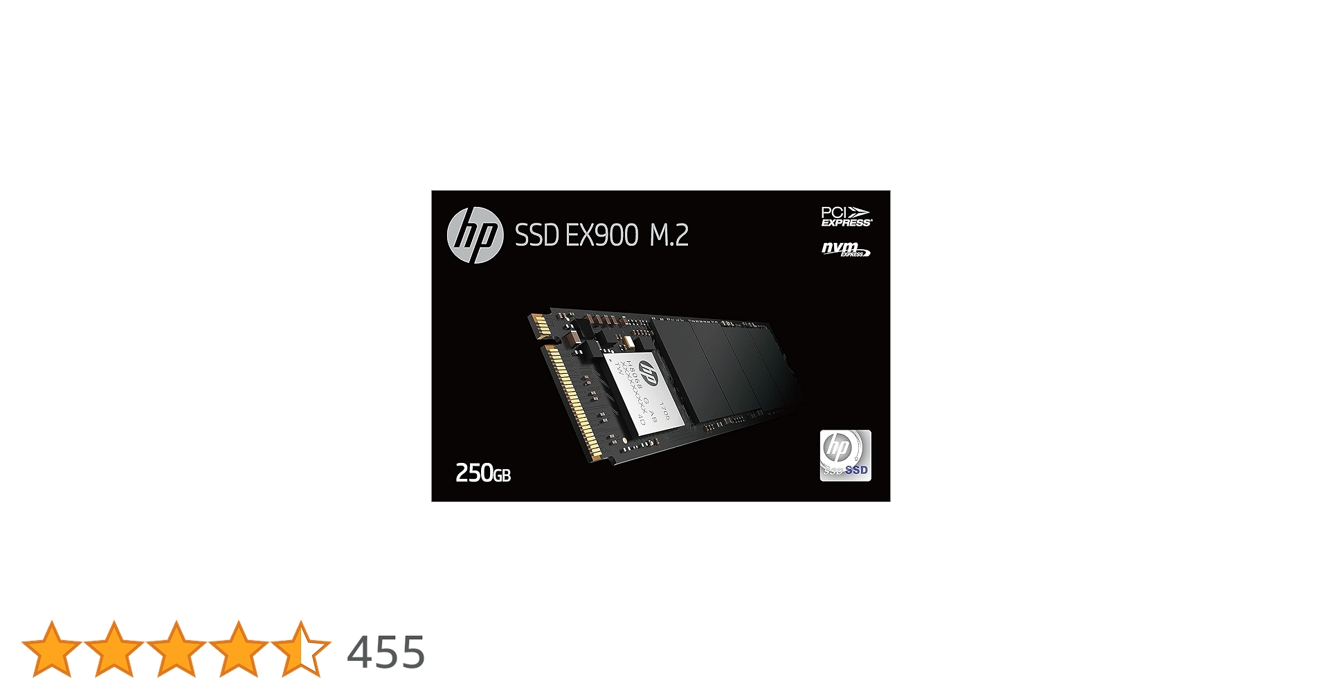 HP EX900 M.2 250GB PCIe 3.1 x 4 NVMe 3D TLC NAND Internal Solid State Drive (SSD) Max 2100 MBps 2YY43AA#ABC HP EX900 M.2 250GB PCIe 3.1 x 4 NVMe 3D TLC NAND Internal Solid State Drive (SSD) Max 2100 MBps 2YY43AA#ABC