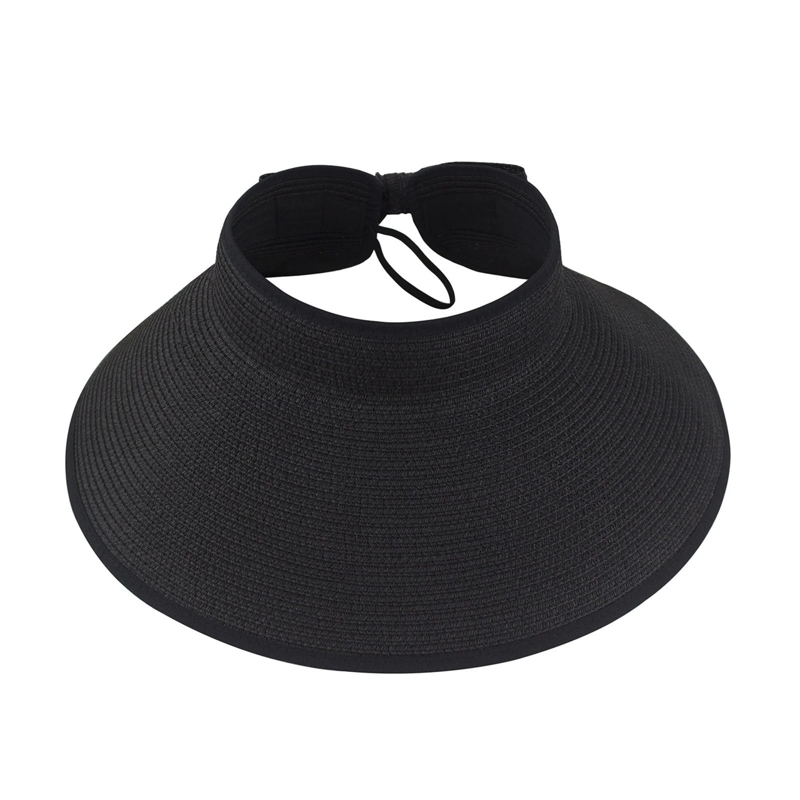 Generico Visera de paja, mujer, sombrero plegable ala ancha enrollable