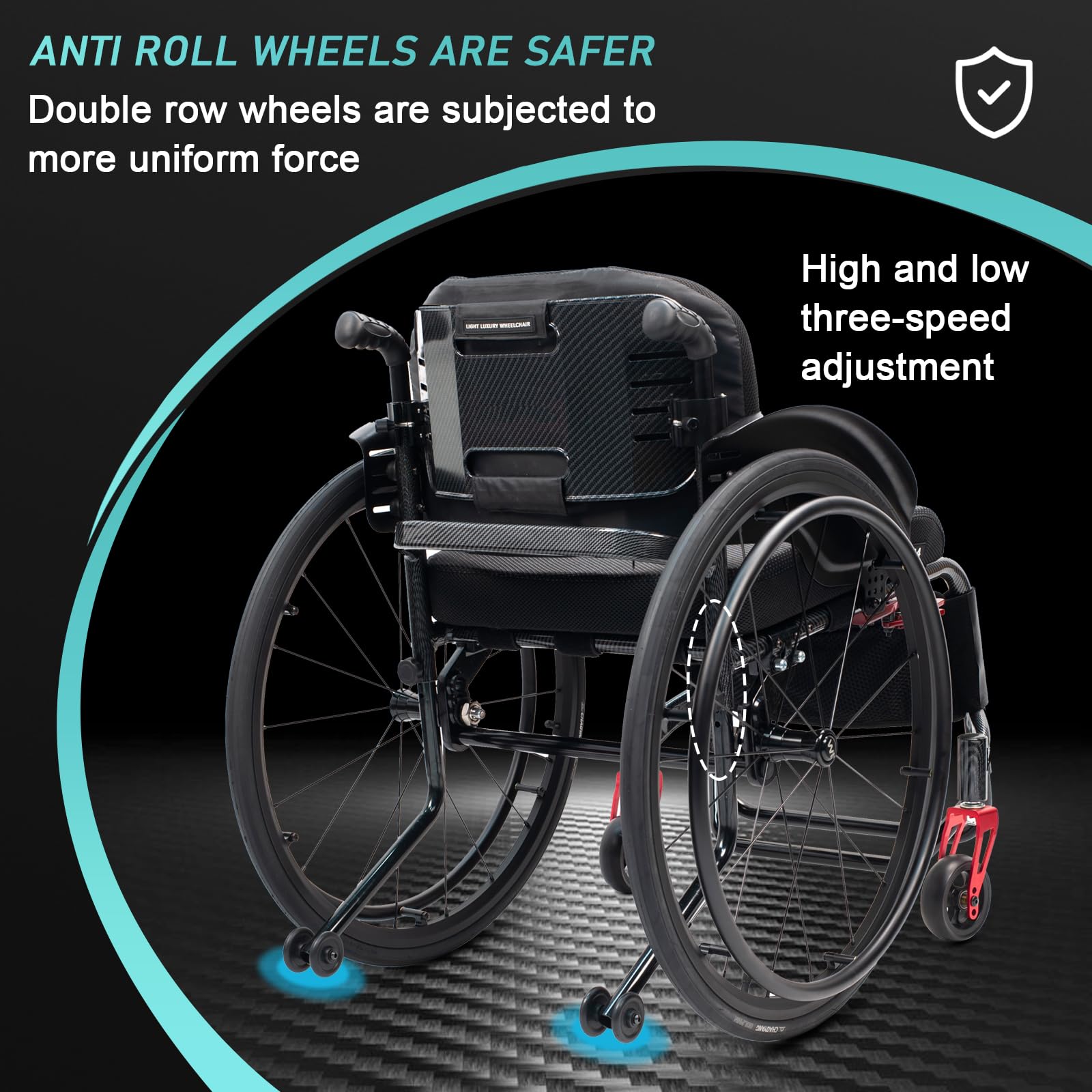 Silla De Ruedas Ligera Para Adultos,Silla De Ruedas Deportiva Todo Terreno,sillas De Ruedas Manuales Autopropulsadas,silla De Ruedas De Aleación De Aluminio,Freno manual(Seat width 45cm/17.7 inches,A)