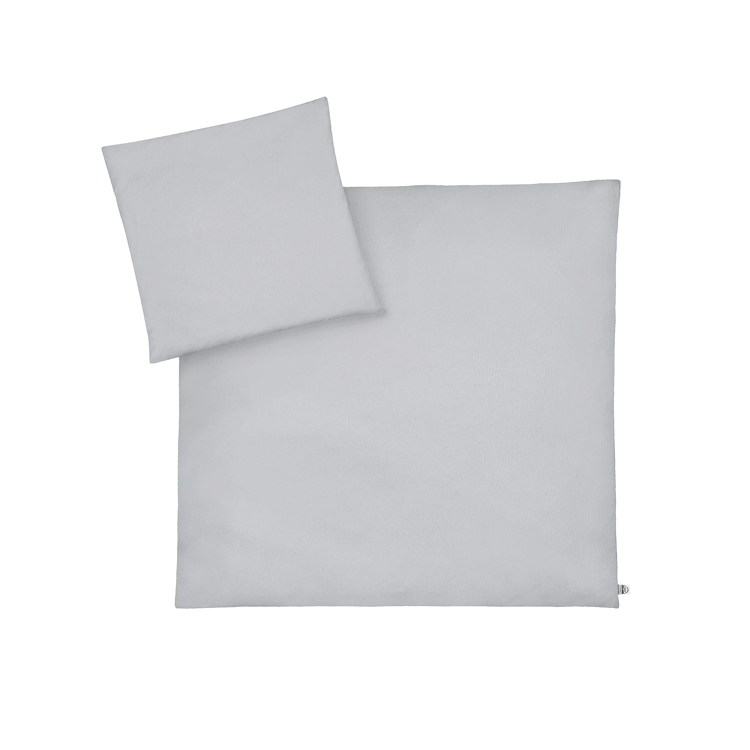Julius Zöllner 8710048536 Baby Bedding 80 x 80 cm + 35 x 40 cm Made in Germany Pique Grey Grey