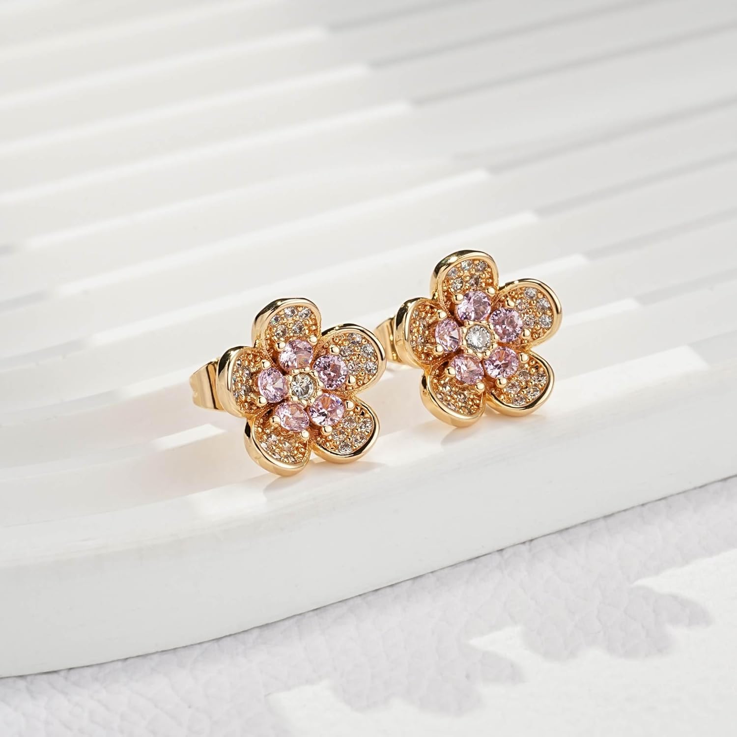 Austrian Crystal Flower Stud Earrings for Women 925 Sterling Silver Hypoallergenic Fashion Jewelry - Image 5