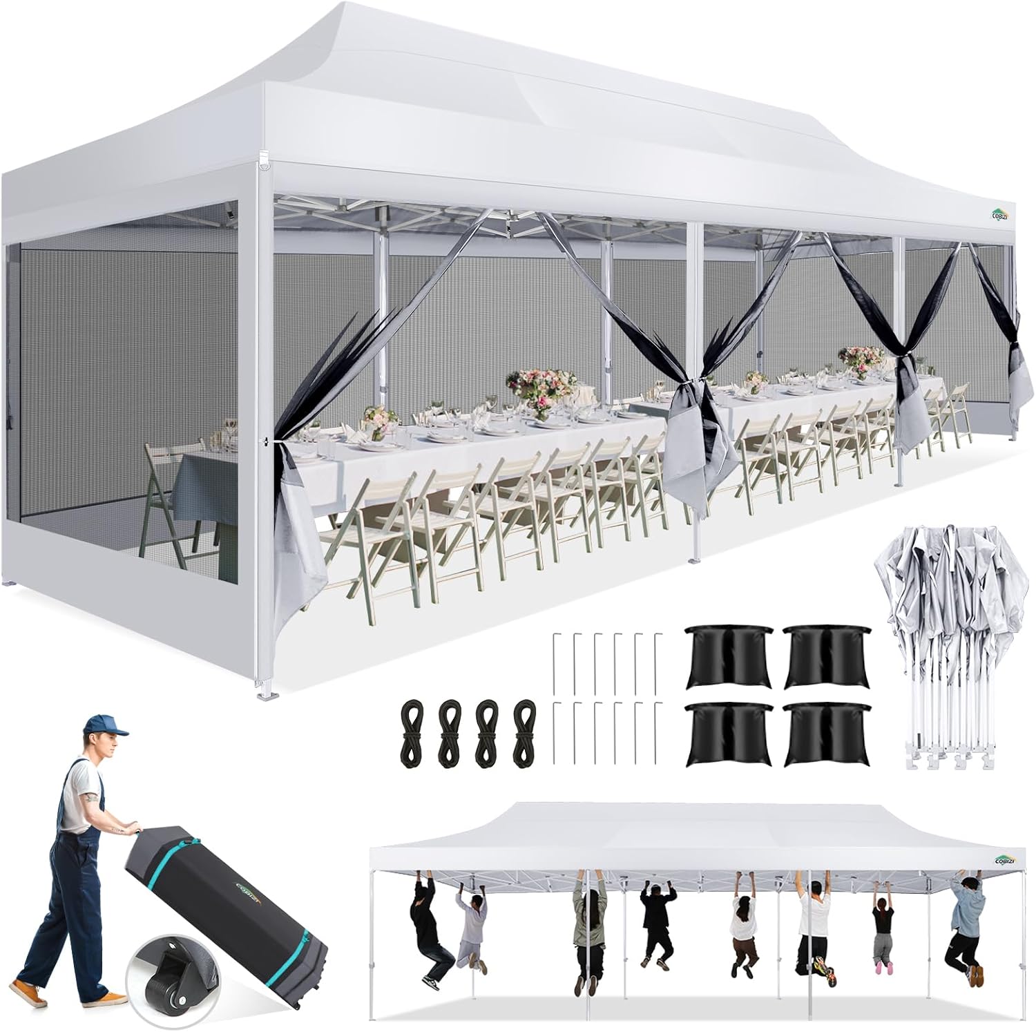 Canopy Tent 10x30 Heavy Duty Pop Up Canopy with