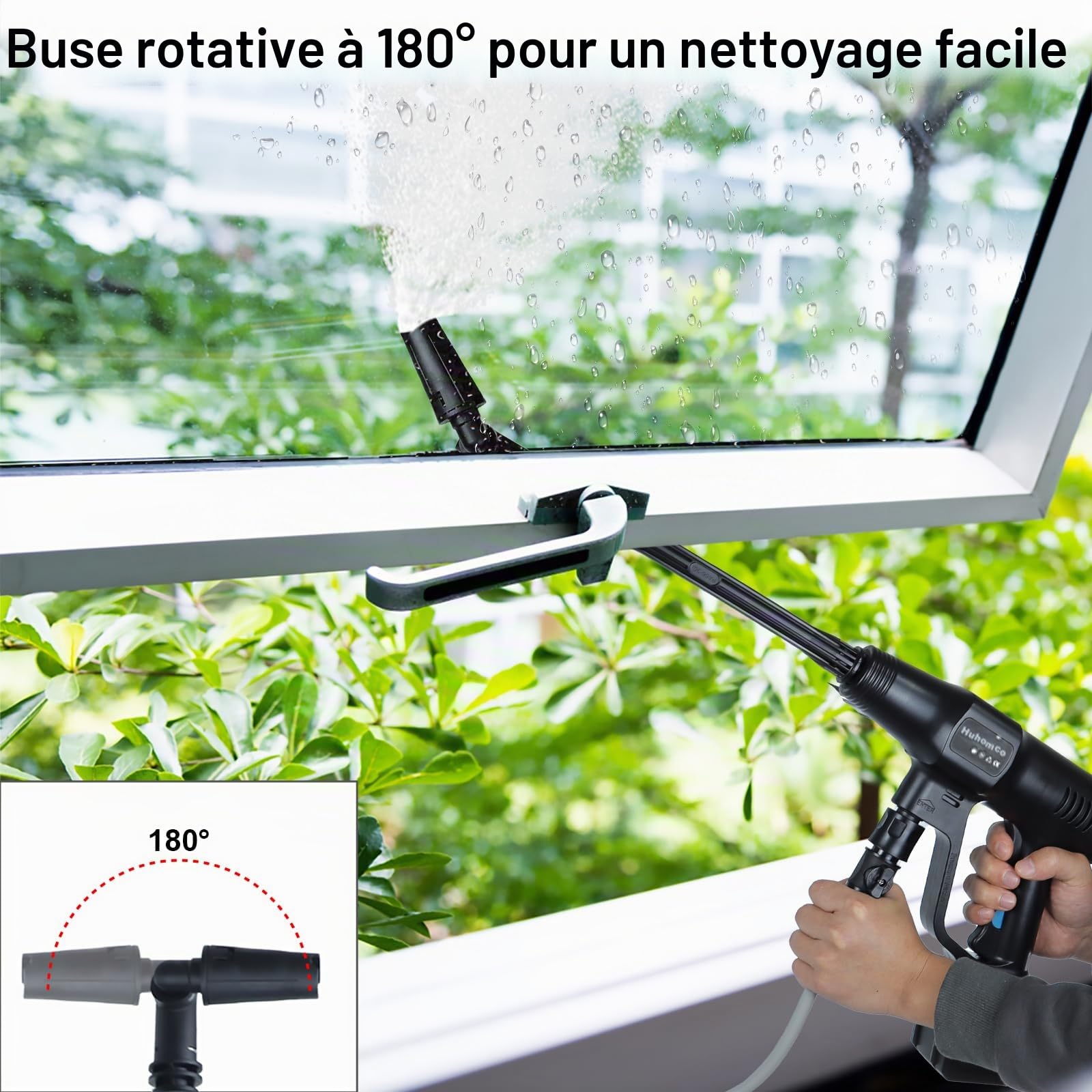 Nettoyeur Haute Pression sans Fil à Batterie 1450 PSI/100 Bars avec 2 Batteries de 4000 mAh, Nettoyeur Haute Pression Portable pour Le Nettoyage de la Voiture