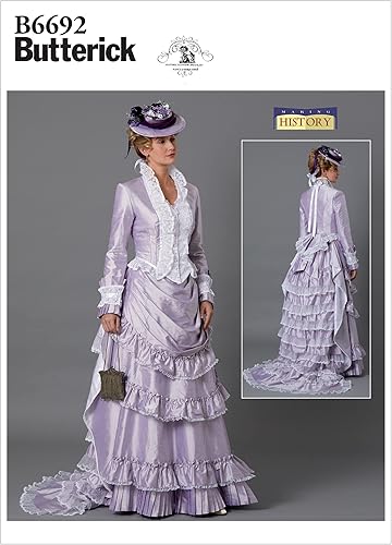 BUTTERICK B6692A5 - Patrones históricos de costura para disfraz de chaqueta y falda para mujer, tallas 6-14