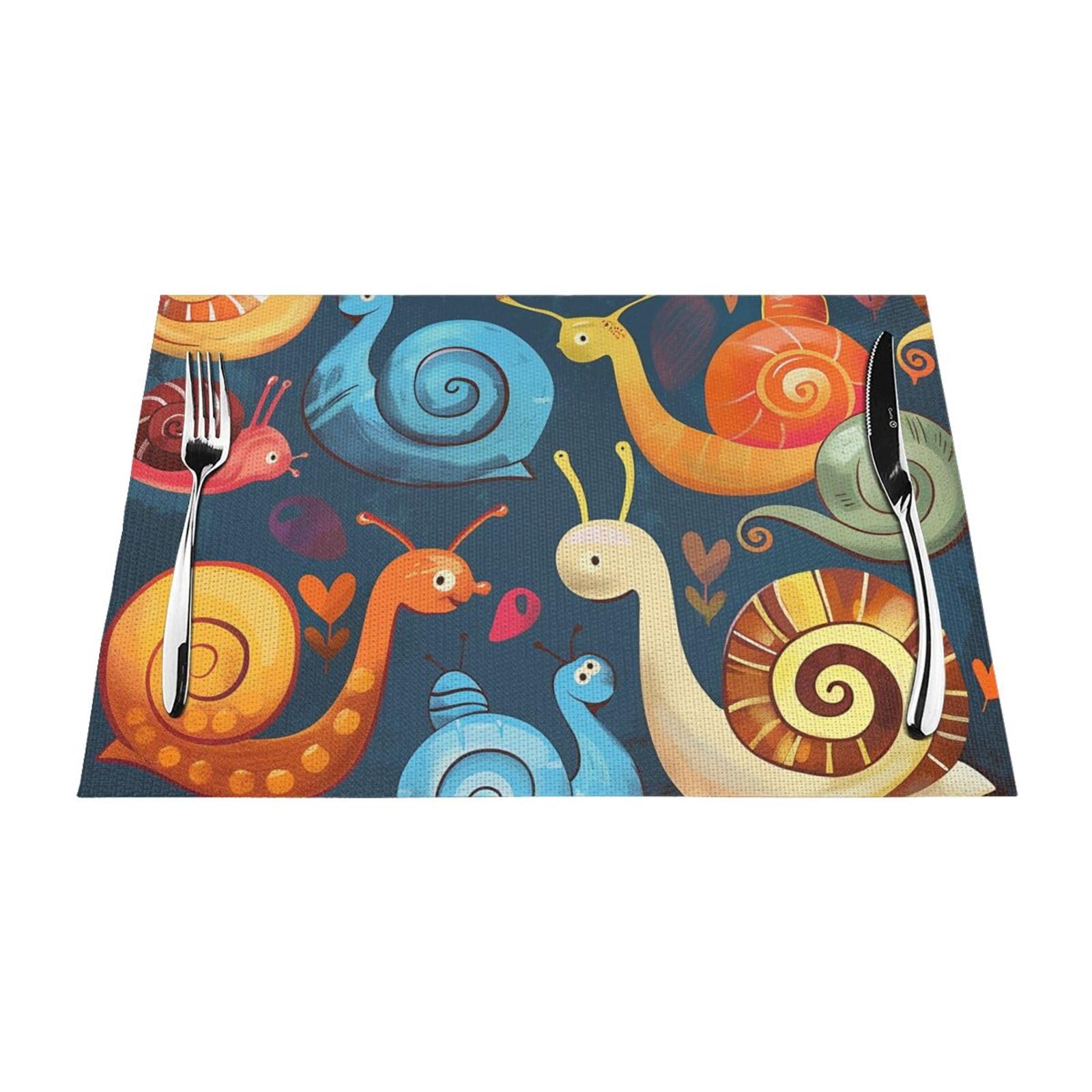 Sets de table en PVC contre les taches et la chaleur avec motif escargot
