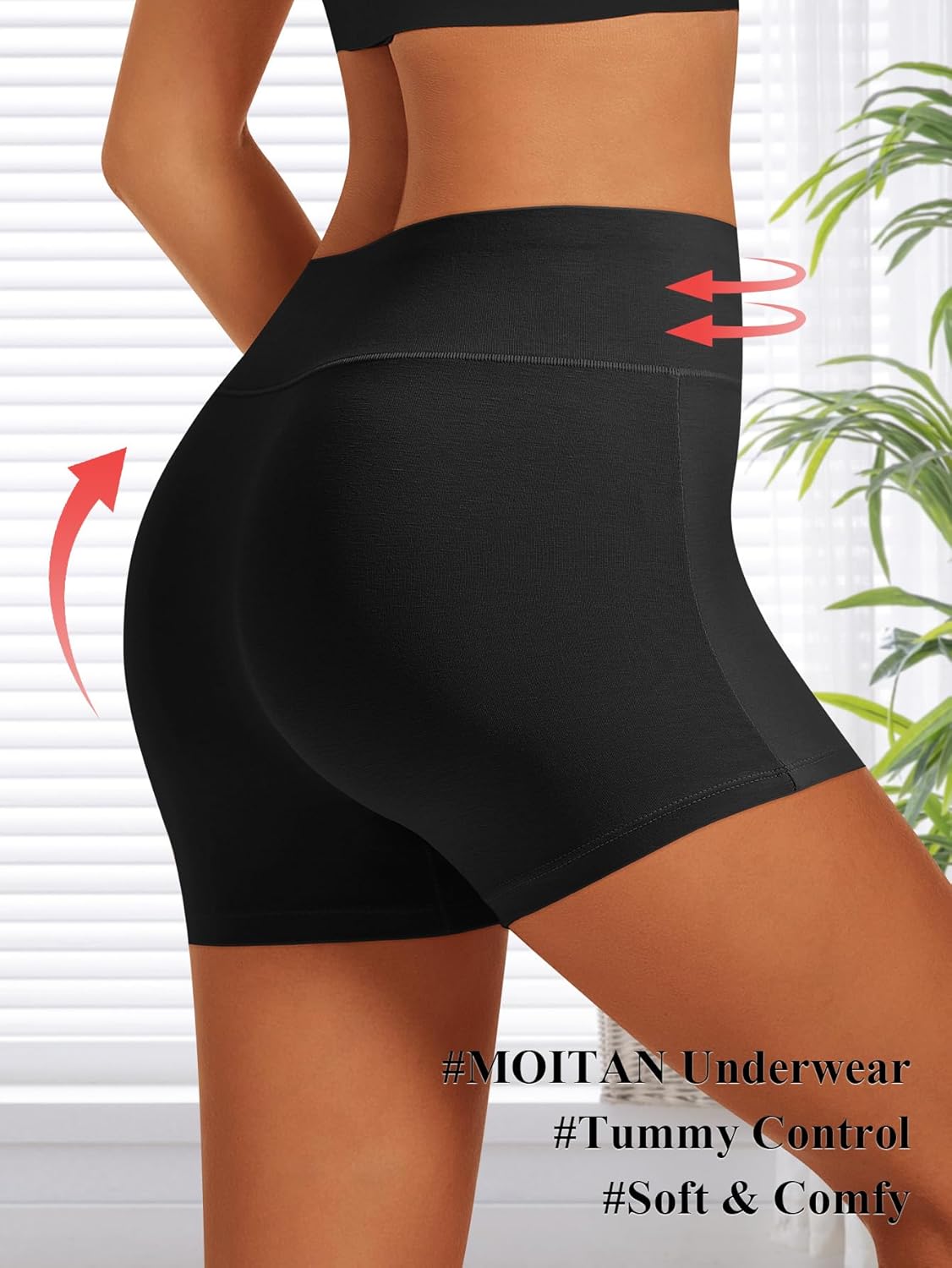 Boy Shorts Underwear for Women High Waisted Panties Cotton Boxer Briefs Full Coverage 4 Pack - Image 5