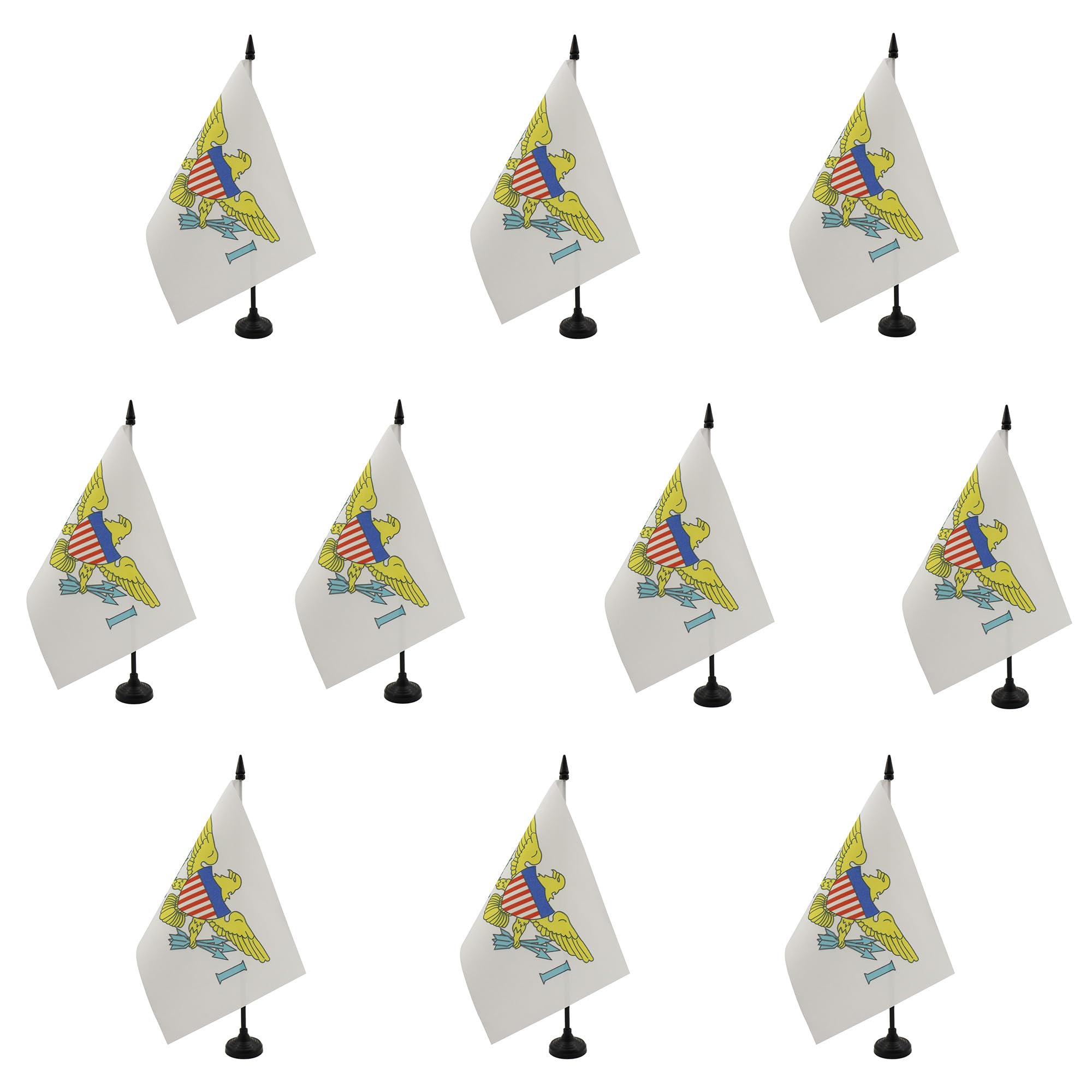 AZ FLAG Pack of 10 Virgin Islands of the United States Table Flags 6x8 in