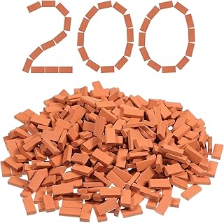 200 PCS Mini Bricks Tiny Bricks for Landscaping Yellow Miniature Bricks Model Brick Wall Small Bricks for Crafts Realistic Fake Bricks Mini Blocks for Dollhouse Mini Garden Accessories, 1/35 Scale