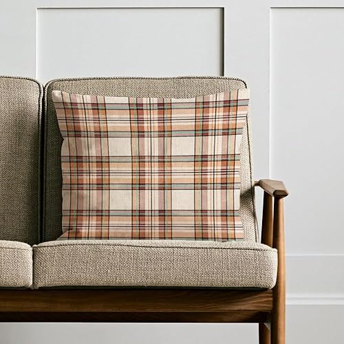 Miniatura 4 de AOFANGGO Funda de almohada decorativa de otoño de 12 x 20 pulgadas, lino sintético, a cuadros, granja, Acción de Gracias, Halloween, decoración del