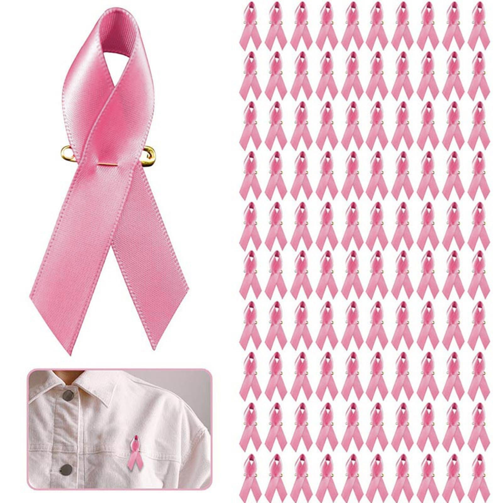 Broches Ruban Rose Cancer Du Sein - Lot De 10 Pièces En Métal Et émail, 2.5x2 Cm - Sensibilisation Octobre Rose