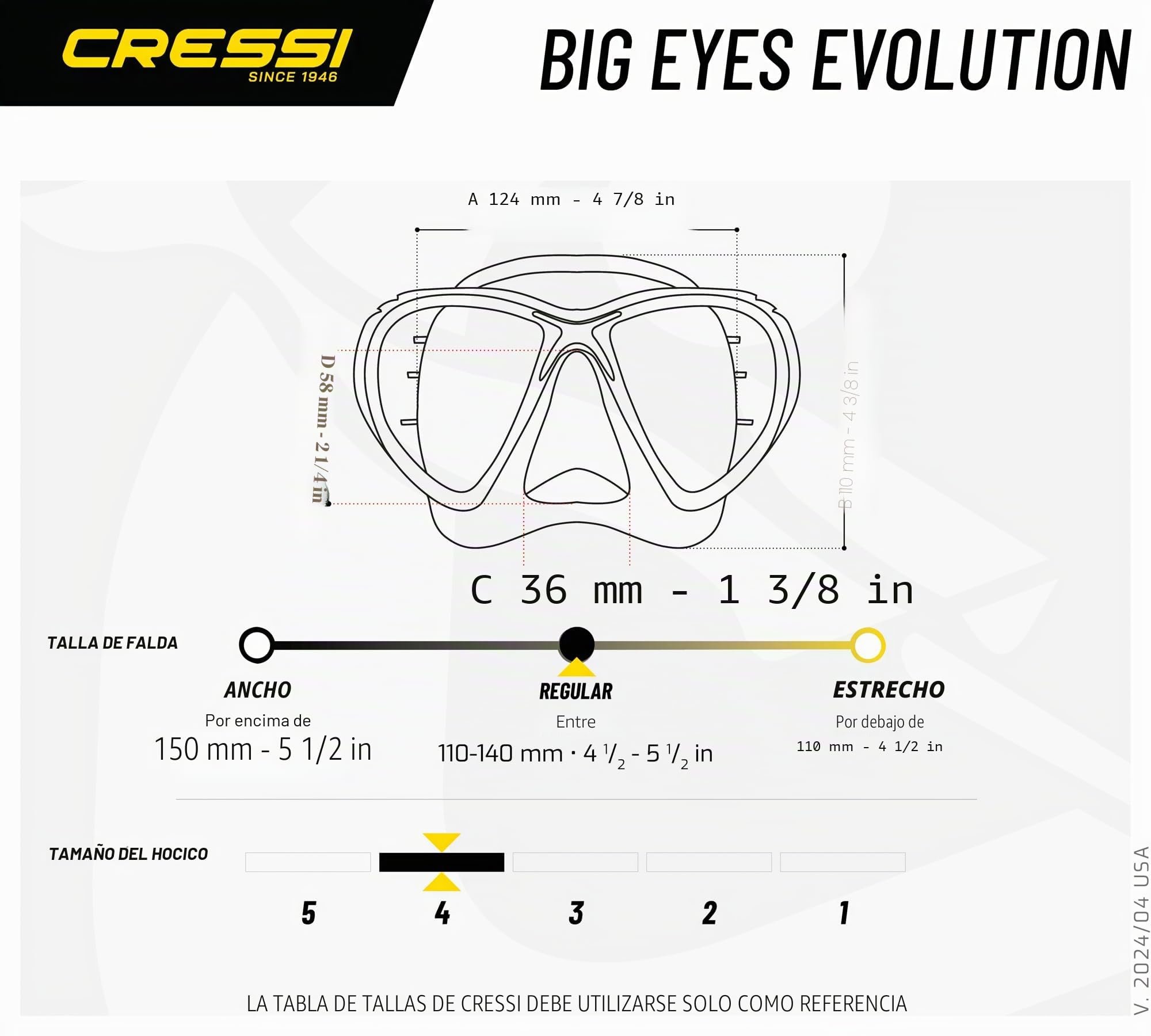 Cressi Big Eyes Evolution Snorkel Mask - Adult Diving Mask with Soft Silicone Seal - HD Mirrored Lenses for Scuba Diving