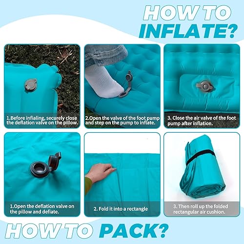 Miniatura 4 de Colchón de aire para campamento, almohadilla de dormir autoinflable, equipo de campamento, cama de viaje, almohadilla para dormir, cama portátil,