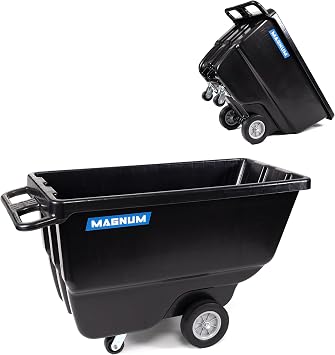 Tilt Truck, 1 Cu. Yd. Covered Capacity Dump Cart with Heavy Duty 12 Wheels & 5 Casters for Jobsites, 800 lbs, Trash Cart with Wheels DUC100-12-02PK 2-Pack