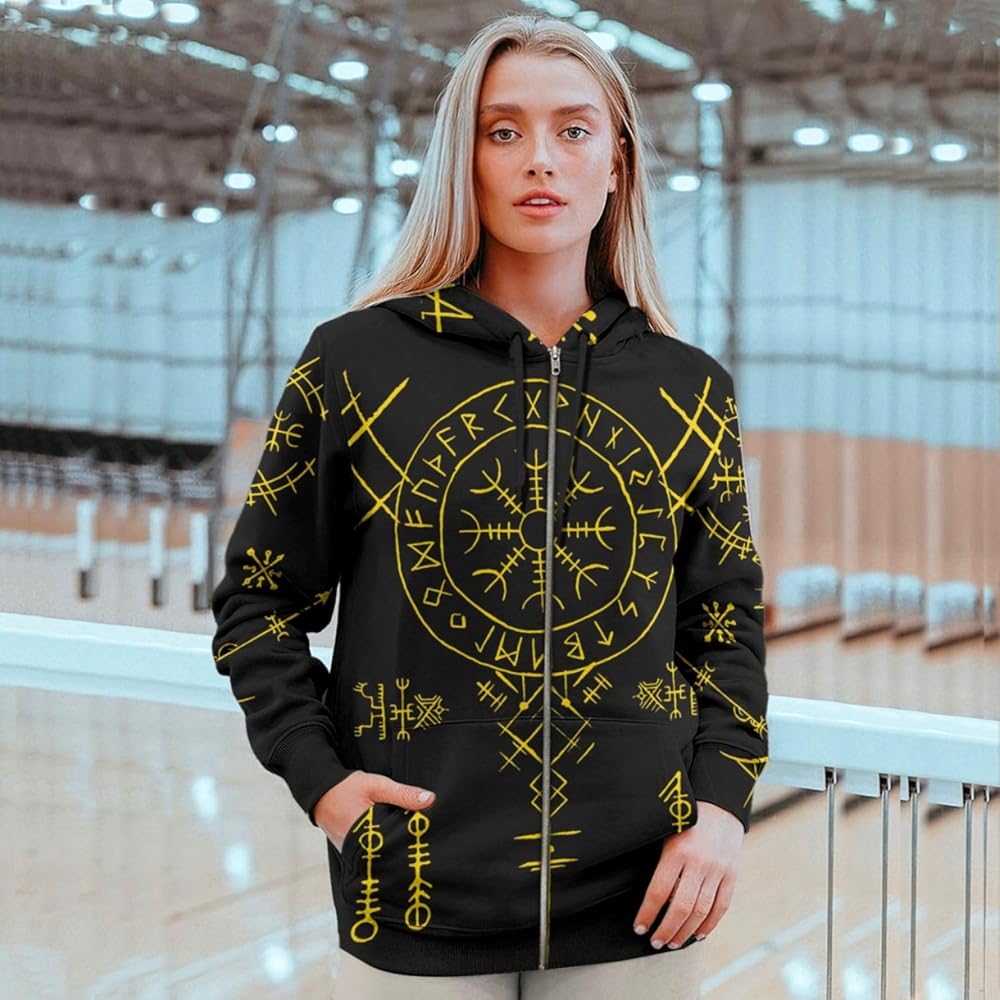 MaroYanYML Dames Heren Viking 3D bedrukte hoodie Nordic
