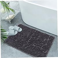 Vista 9 de 1pc Water Absorbent Non-Slip Chenille Mat Bathroom Rug Decorative Floor Mat Taupe for Home