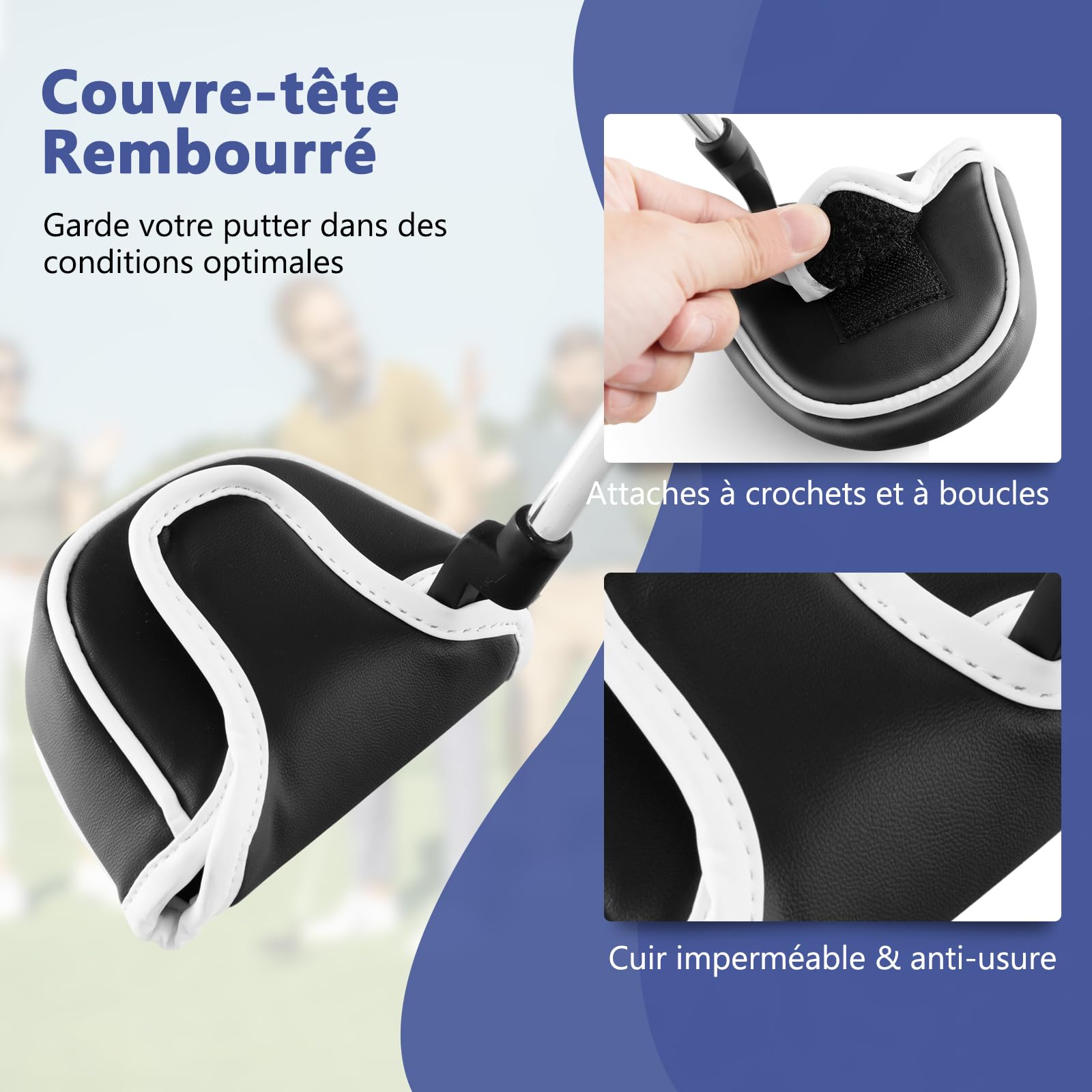 GOPLUS Putter de Golf de 89 cm, Putter de Golf pour Droitier avec Housse de Tête Gratuite et Lignes d'Alignement, Style Maillet pour Hommes et Femmes