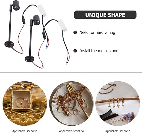 Miniatura 7 de 2 unids/set LED 3 W brillante lámpara de lectura joyería proyector 8.2 in mini lámpara de pie creativa lámpara de mesa decoración para dormitorio