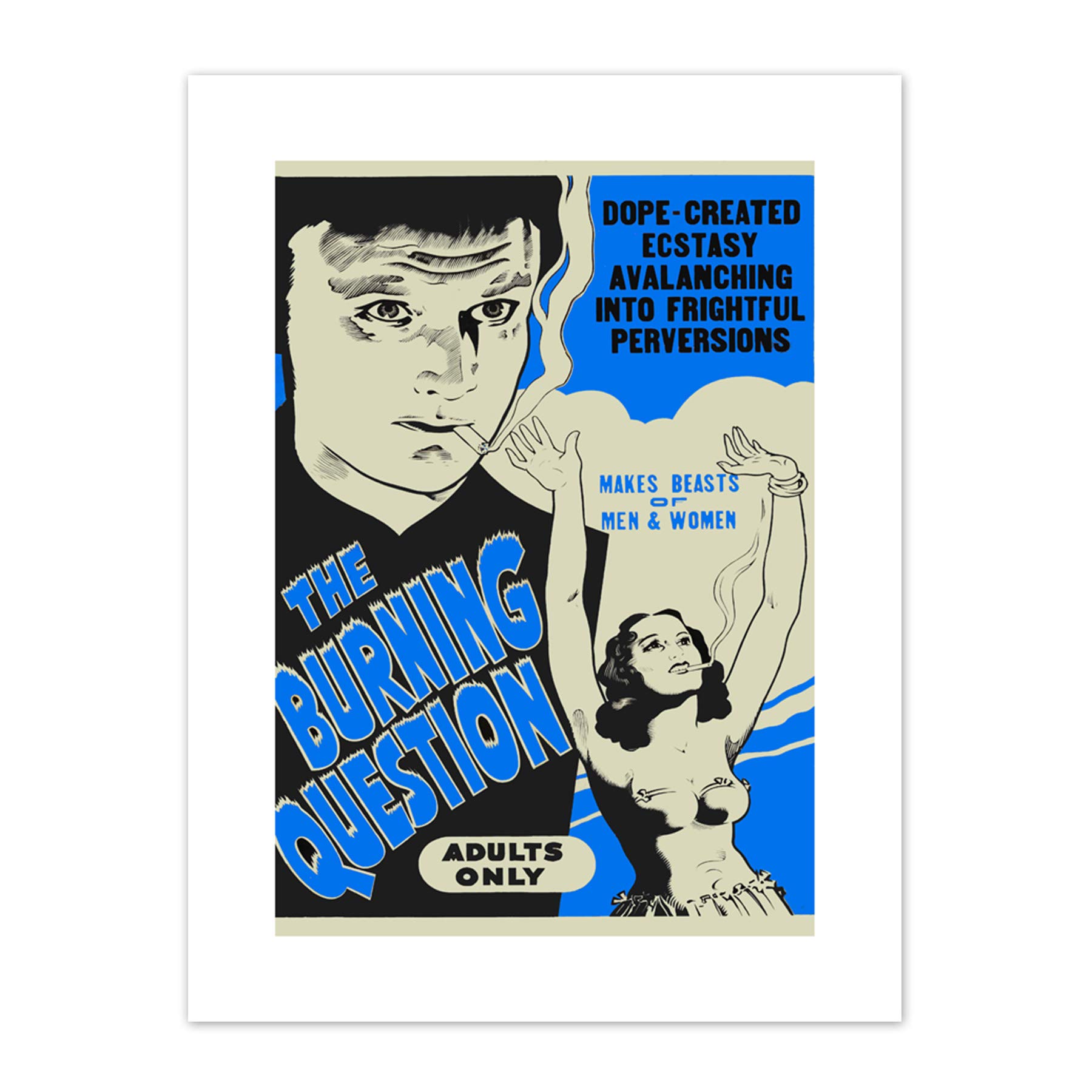Burning Question Reefer Madness Blue Vintage Advertising Canvas Wall Art Print