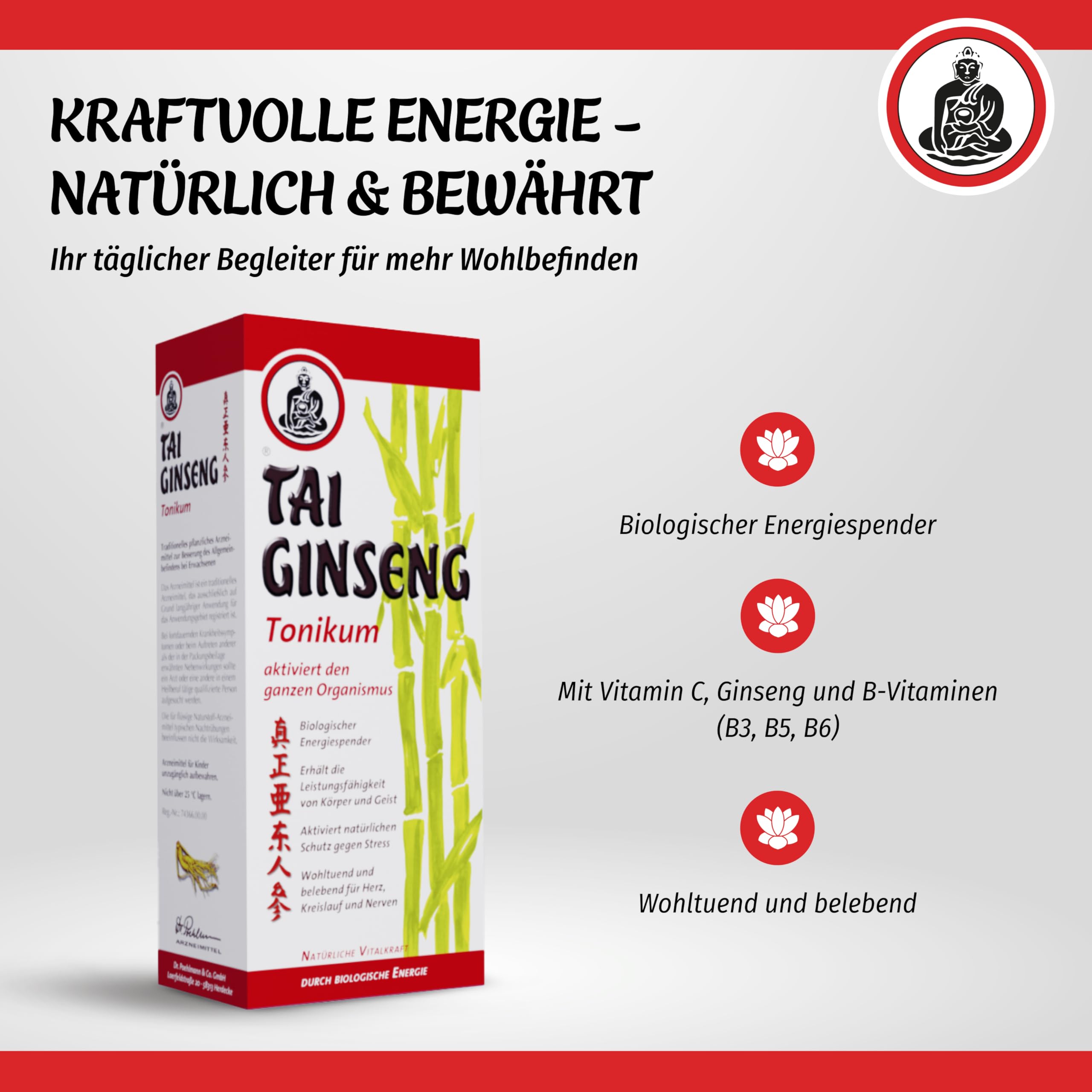 Tonikum 500 ml - Ginseng Wurzel Extrakt mit B-Vitaminen & Weißdorn Extrakt, Lebenskraft und Leistungsfähigkeit, für Erwachsene | Für mehr Vitalität im Alltag, tägliche Einnahme, für Erwachsene, traditionelle Rezeptur, Arzneimittelqualität aus Deutschland