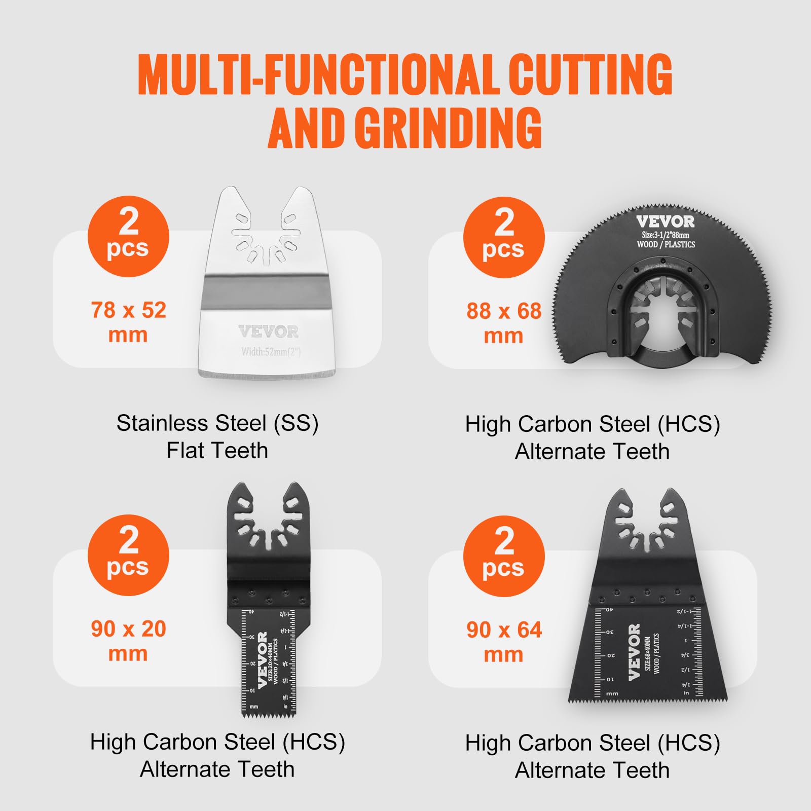 VEVOR Hojas de Sierra Oscilante 30 Piezas Universal Multifunción Liberación Rápida 8 Tipos de Hojas Herramientas Oscilantes para Madera Metal Plástico para Dewalt Milwaukee Hitachi Chicago Craftsman
