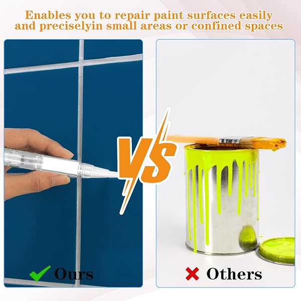 Gjinxi 8X 3ml Befüllbare Ausbesserungsstifte & 5ml Kunststoff Spritzen Set Touch Up Paint Pen Lackstift Pinselstifte zum Ausbessern Reparatur Korrekturstift für Wandfarbe Möbeln Schränken Böden Türen - 4