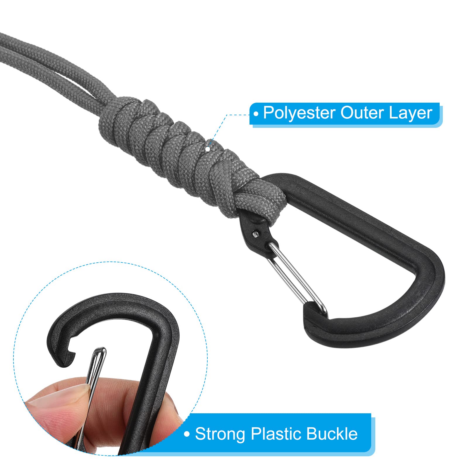 PATIKIL Badge Lanyard with Hook 10 Inch, 2Pcs Braided Wrist Keychain Strap Adjustable Cord Lock for Keys Wallets Outdoors Grey - Image 4