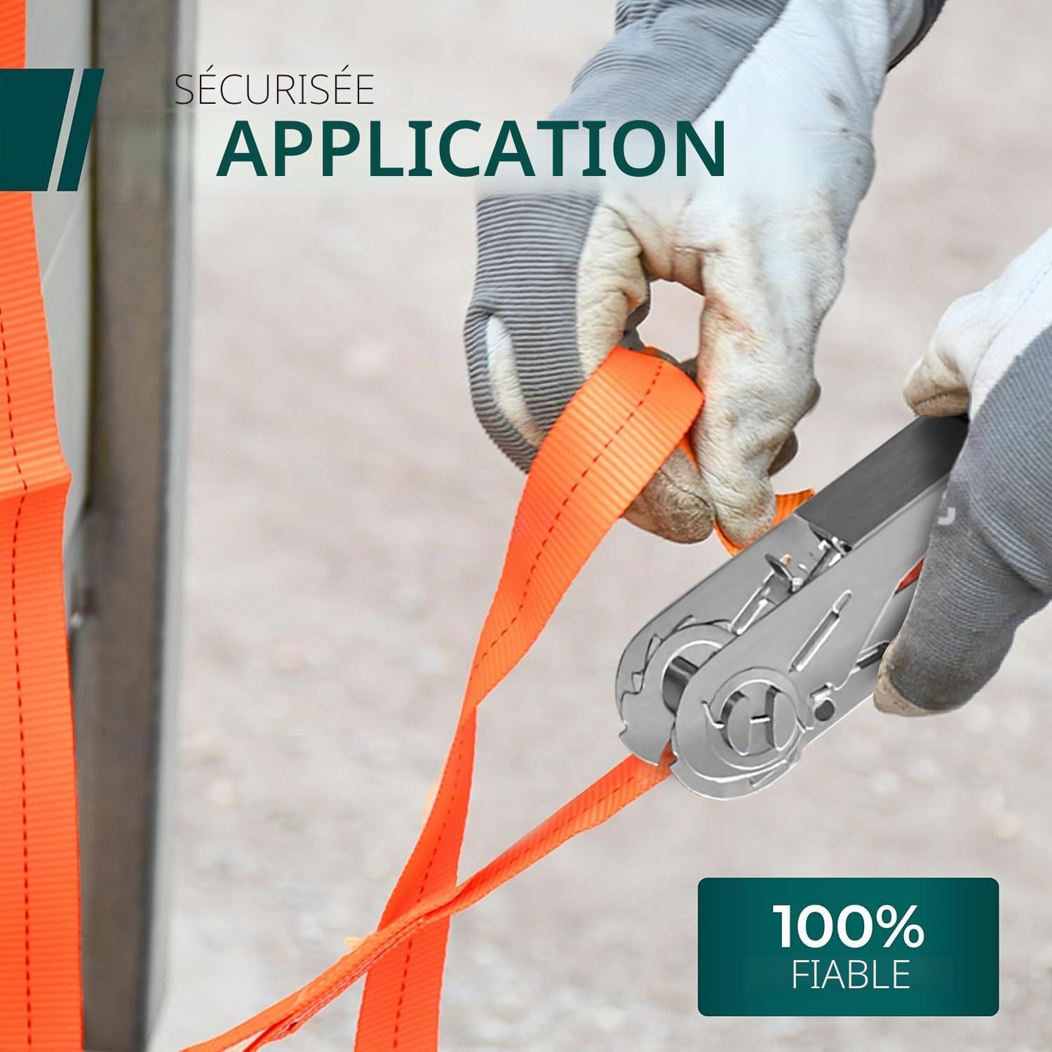 CargoVA - Sangles Robustes 800kg [Lot de 4] - Certifiées TÜV/GS & DIN - Largeur 25mm - Idéales pour Les Applications Professionnelles [10M]