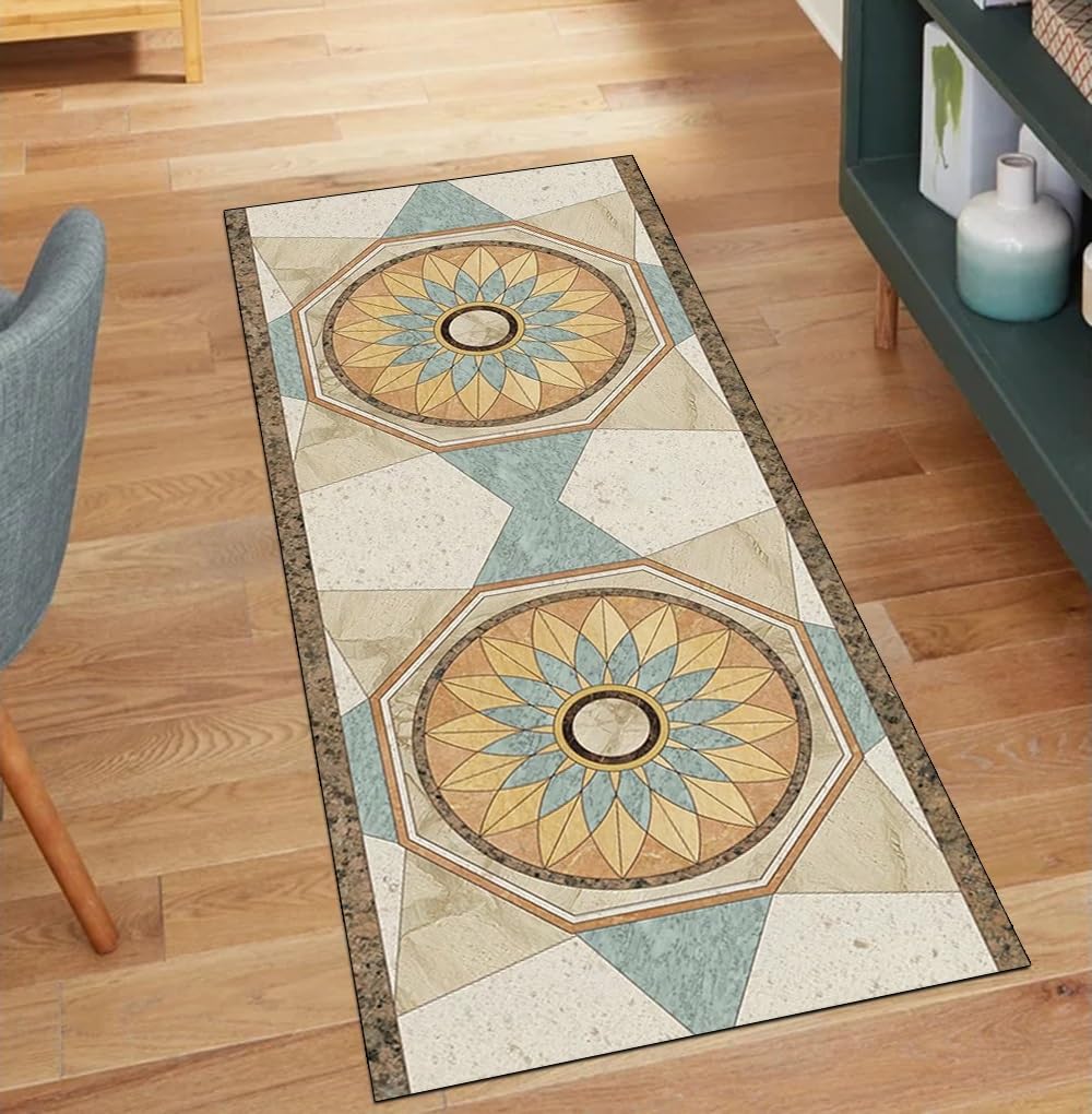 Alfombra de pasillo antideslizante y lavable en color marrón de 120 x 160 cm