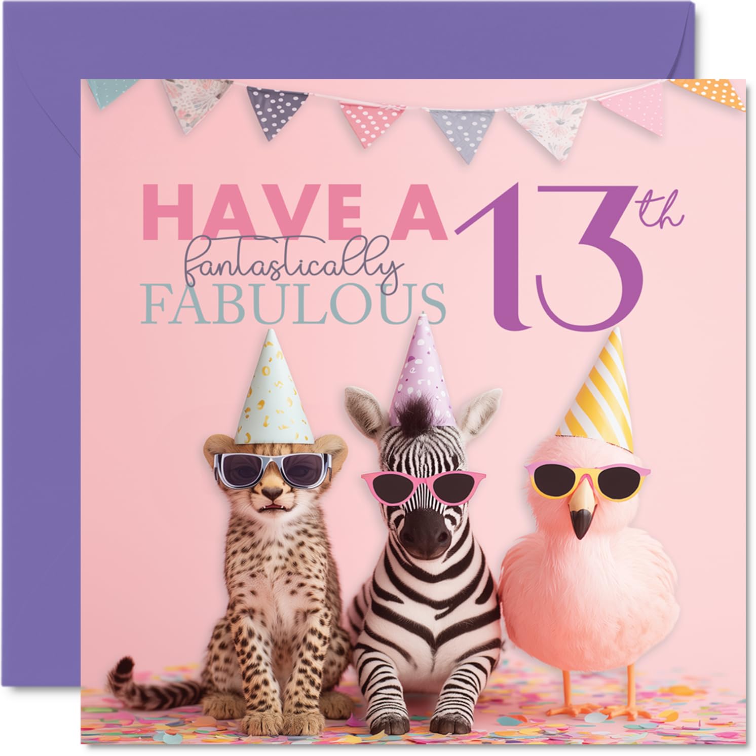 13th Birthday Cards for Girls - Fantastically Fabulous - Happy Birthday Card for 13 Year Old Girl Niece Great Niece Daughter Cousin, 145mm Bday Greeting Cards