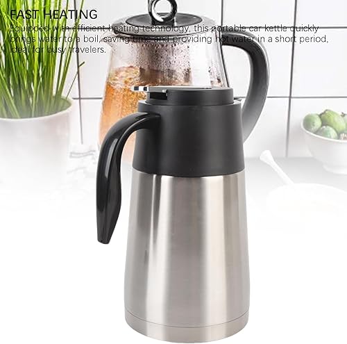 Miniatura 6 de Tyenaza 12V 1300ML Car Electric Kettle 304 Stainless Steel Car Water Heater Boiler Portable for Travel