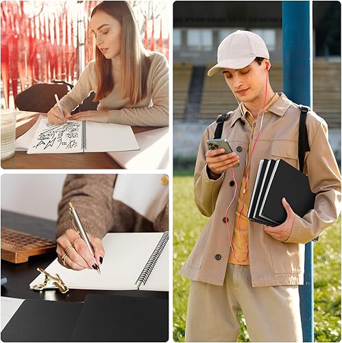 Miniatura 6 de EUSOAR Cuaderno de espiral en blanco, tamaño A4, 3 paquetes de 8.5 x 11 pulgadas, tapa dura, cuaderno de papel kraft en blanco a granel, bloc de