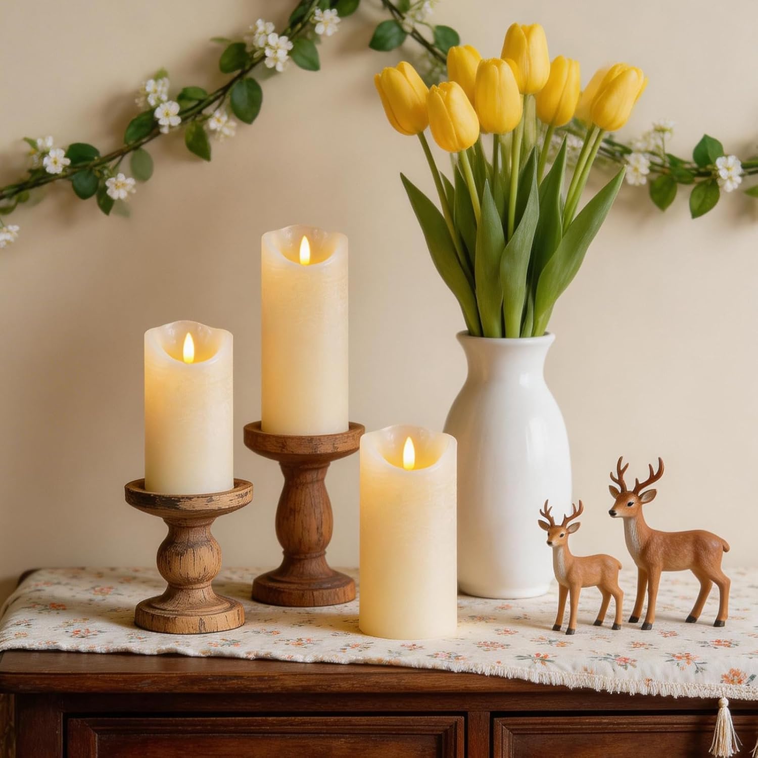 Flameless Pillar Candles with Remote, Battery Operated Candles Real Wax, [5-Pack] Fake LED Flickering flameless Candle with Timer Function for Room Home Decor (2.2" * 5/5.5/6/7/8") - White