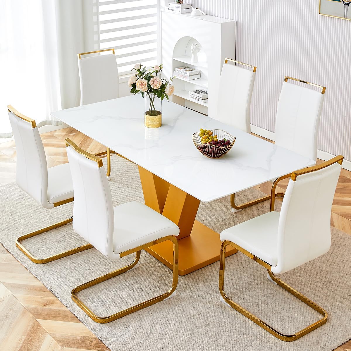 LUFTUT 71'' Dining Table Set for 6,7 Piece Dining Table