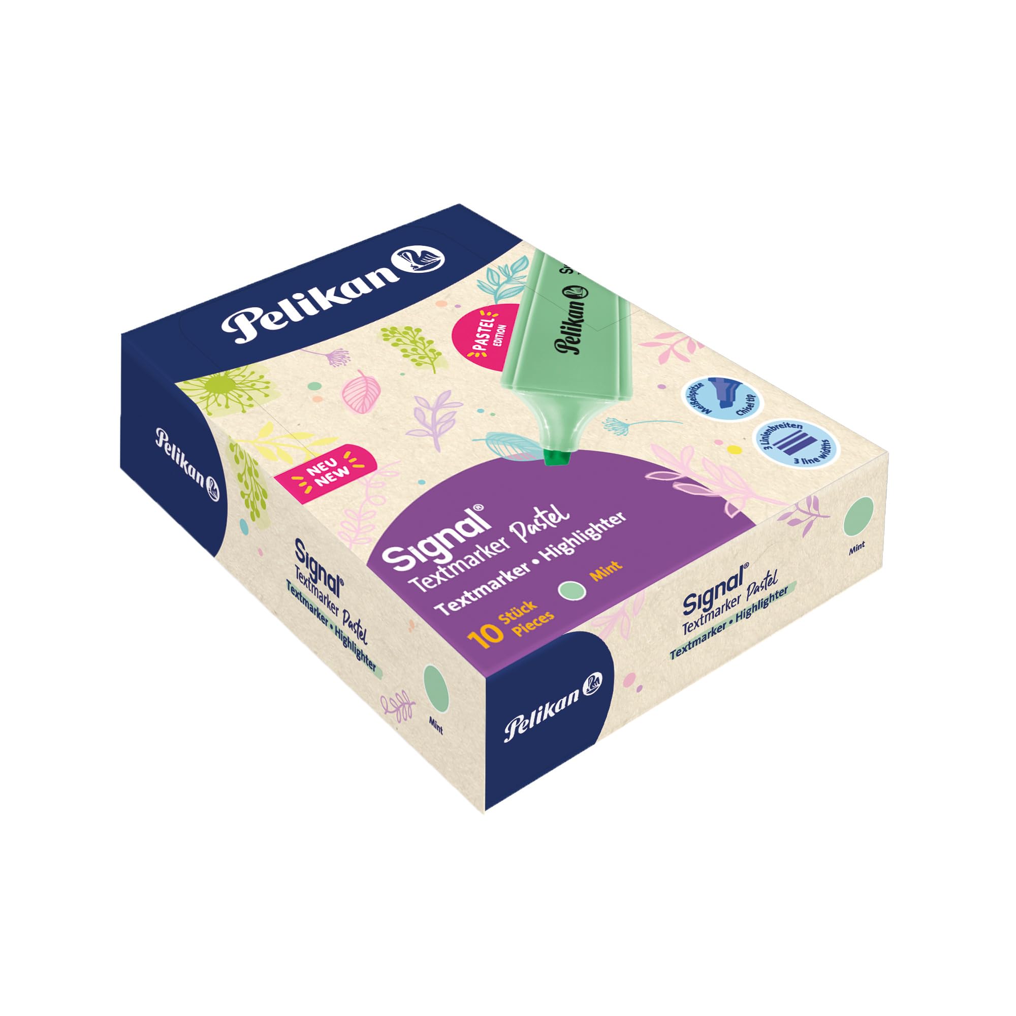 Evidenziatori Pelikan Signal Mint - Confezione Da 10, Colore Menta Pastello, Base Acqua, Lavabili E Sicuri - Foto 2