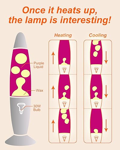 Miniatura 5 de Dalavalampa Lámpara de movimiento líquido de 16 pulgadas para adultos, niños y adolescentes, cera amarilla líquida púrpura, lámpara de magma luces