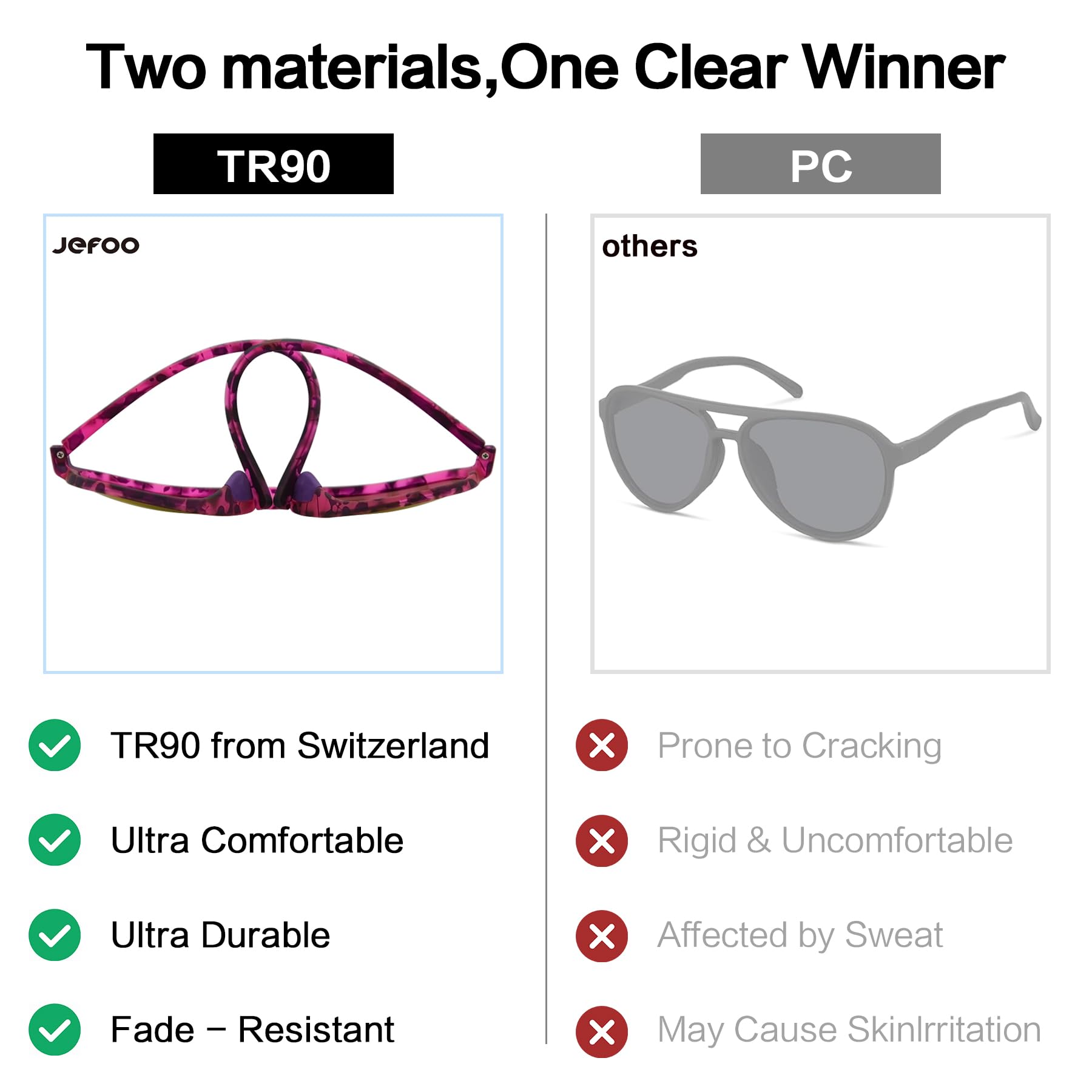 Jefoo Occhiali da sole polarizzati per uomo e donna, occhiali da sole sportivi retrò alla moda, per esterni, protezione UV400