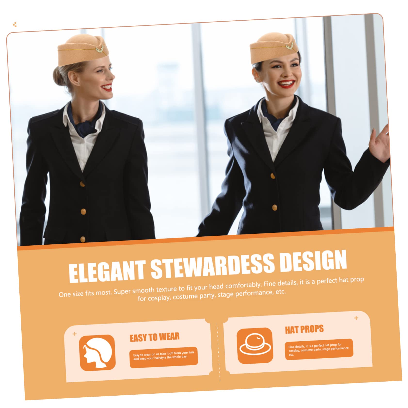 5piezas Sombrero De Azafata Para Disfraces De Aerolínea Accesorio De Cosplay Para Fiestas y Eventos Textura y Confortable