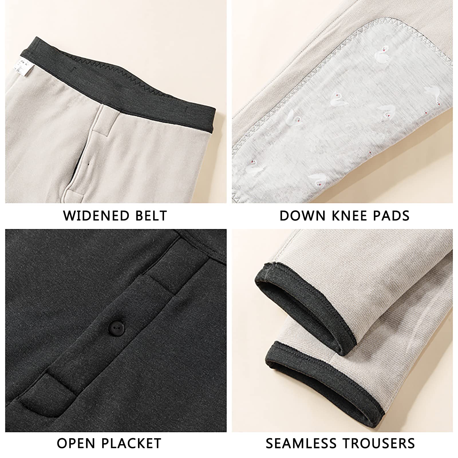 Pantalón Térmico Hombres Capa Base Invierno Partes de Abajo Ropa Interior Pantalones Gruesos y Cálidos Calzoncillos Largos(Size:XXL,Color:Negro)