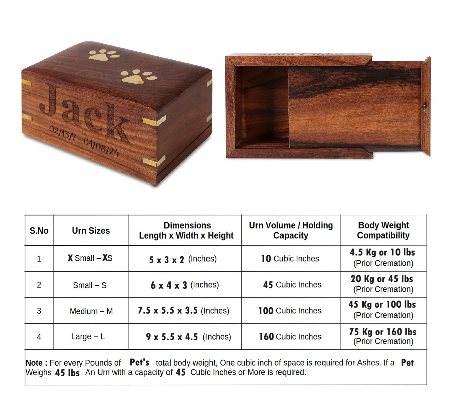 Rosewood Pet Urn voor Hond As - Gepersonaliseerde Houten Urn