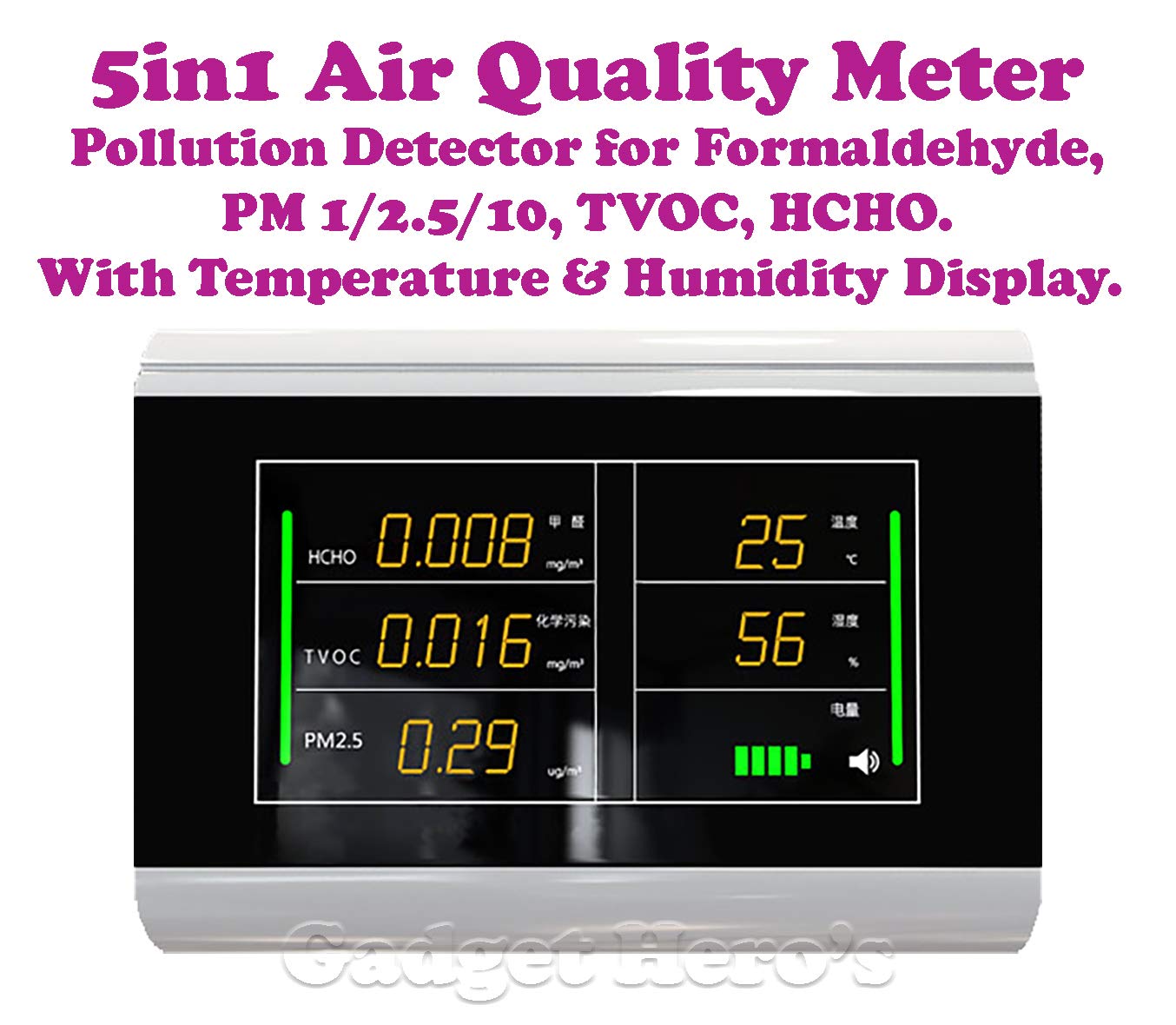Buy Gadget Hero's 5in1 Portable Air Quality Meter Detector for