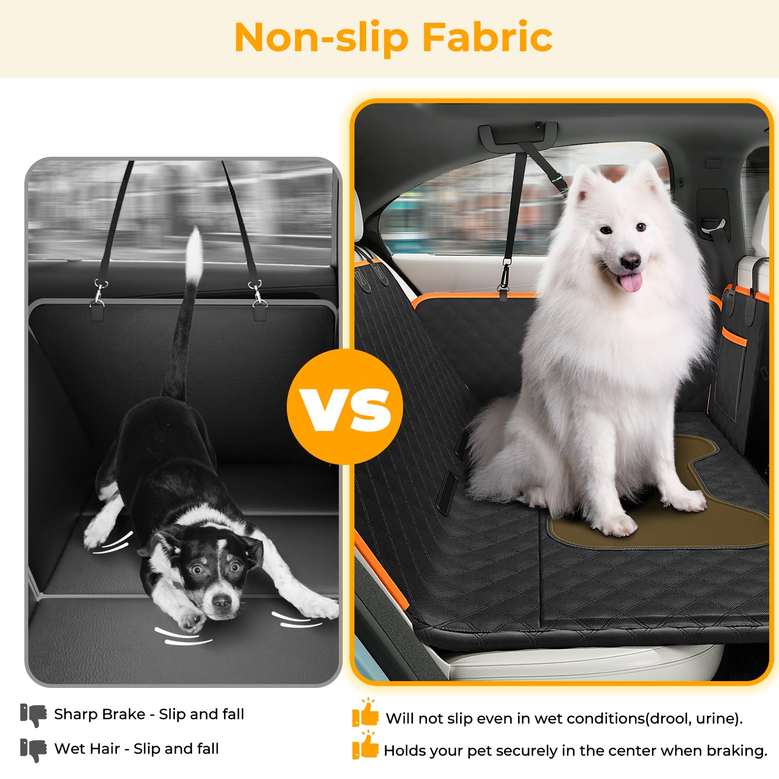 Pecute Coprisedile Auto per Cani Fondo Rigido, Fino a 180 kg | Impermeabile, Antiscivolo. Aumenta 40% Spazio. Adatto cani e Gatti. Facile da Piegare. Con Imbracatura Sicurezza