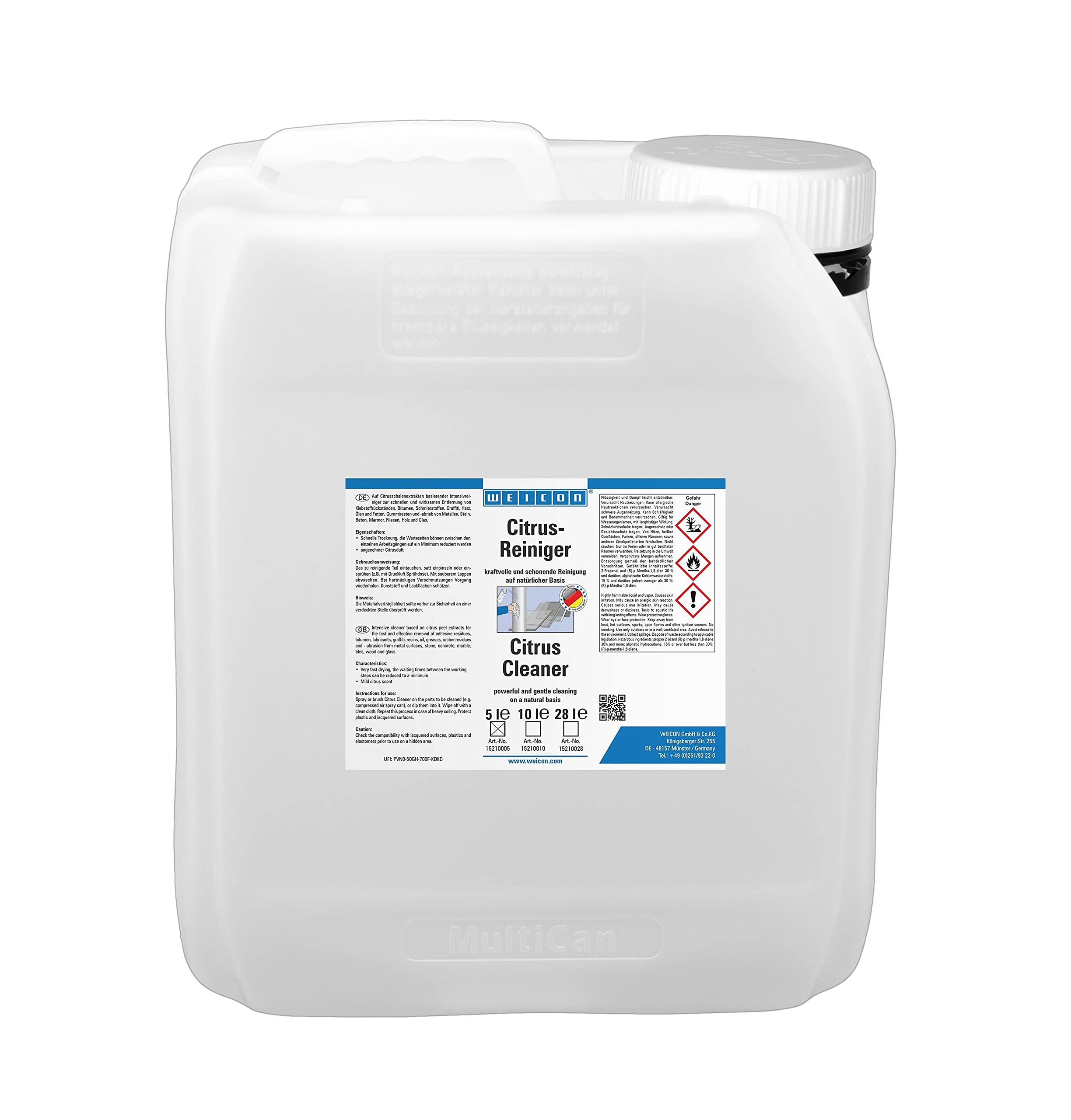 WEICON Limpiador cítrico 5L, Universal para la Industria y la artesanía