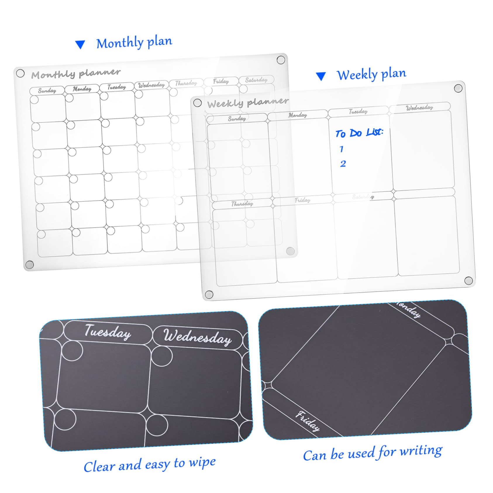 Transparente Acryl Planungstafeln Wochen und Monatsplaner