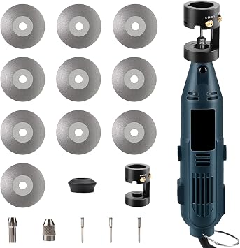 Tungsten Electrode Sharpener Grinder for TIG Welding,4 Sizes 4 Angles Tungsten Electrode Grinder Head,Versatile Multi-Angle,TIG Welding Accessories with Cut-Off Slot,10 Diamond Wheels, 3 CNC Mandrels