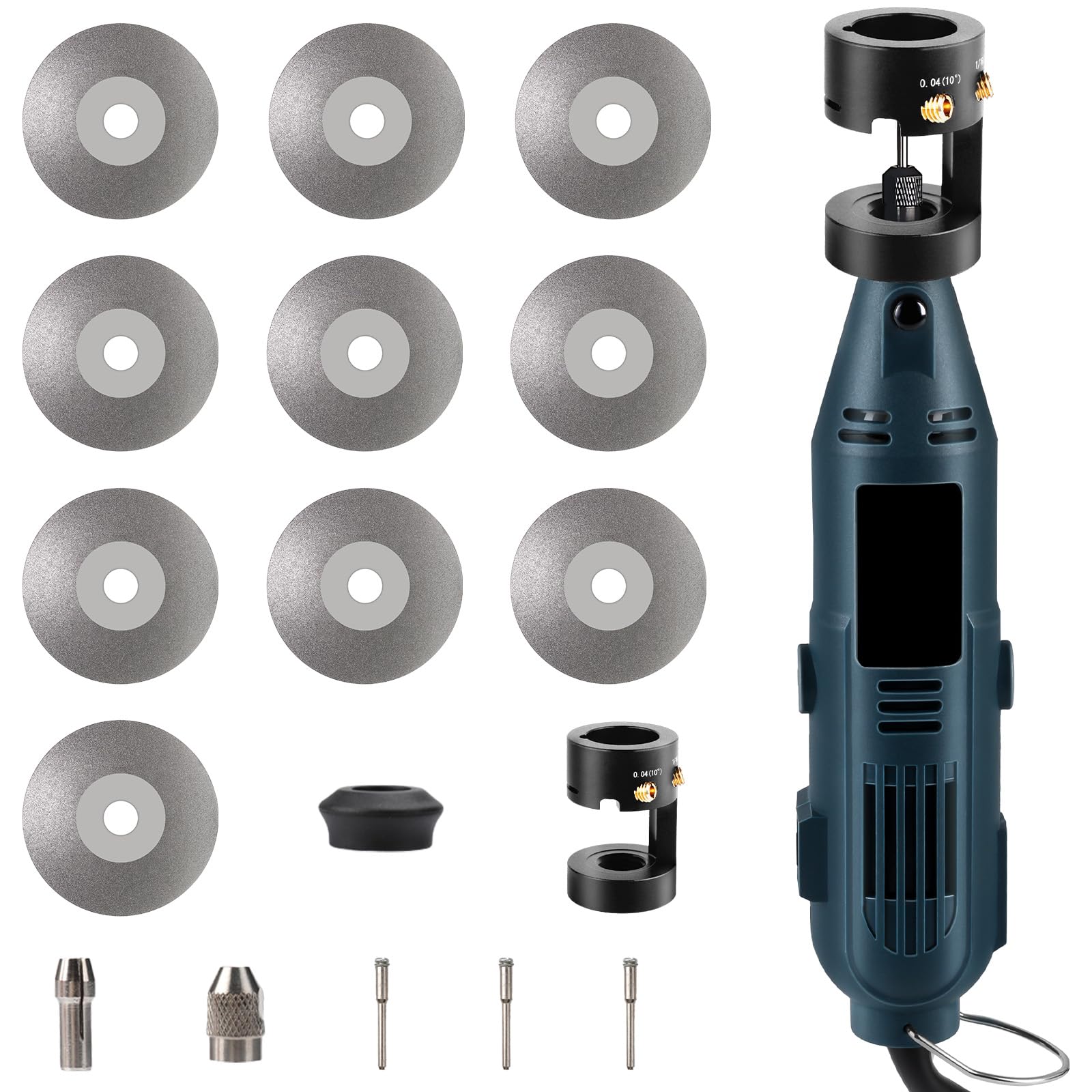 Tungsten Electrode Sharpener Grinder for TIG Welding,4 Sizes 4 Angles Tungsten Electrode Grinder Head,Versatile Multi-Angle,TIG Welding Accessories with Cut-Off Slot,10 Diamond Wheels
