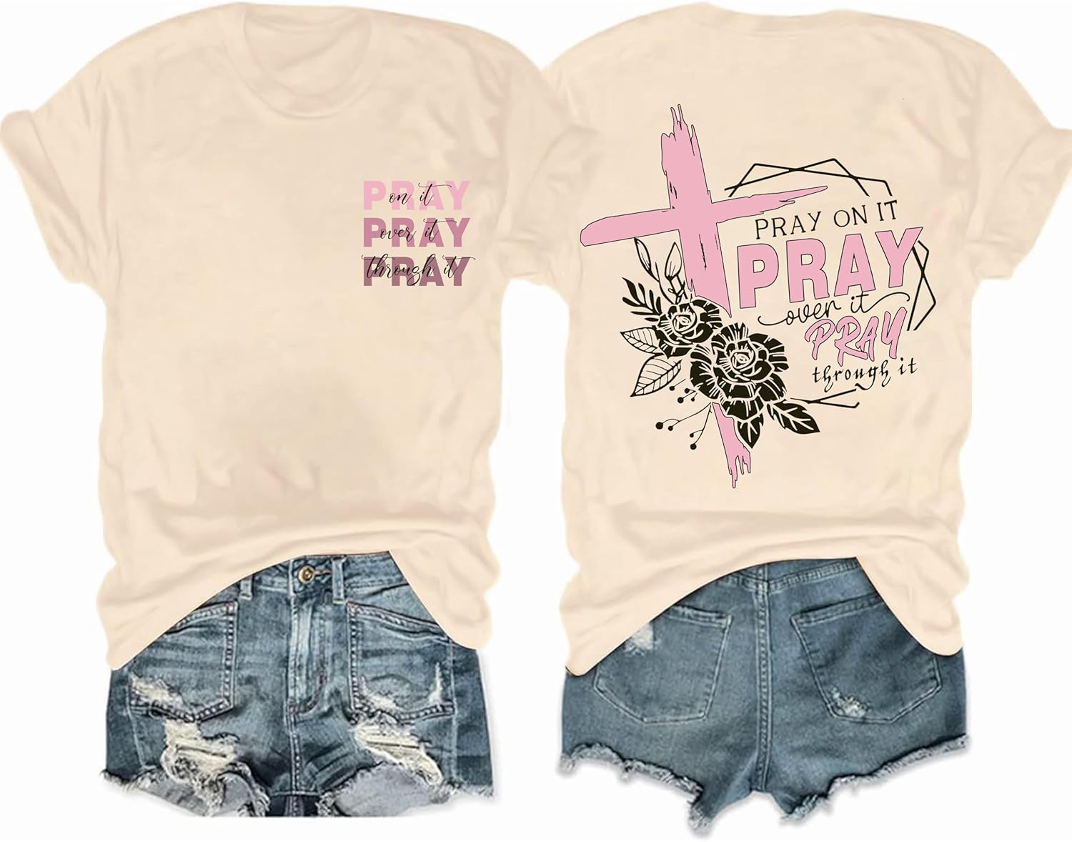 Christian Shirts for Women Religious Sayings Tees Bible Verse Inspirational Tee Tops Pray Print Shirt