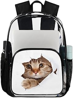 Mochila transparente de gato 3D fofo, mochila transparente à prova d'água de gatinhos Kawaii mochila transparente de PVC com alça de ombro reforçada para escola, trabalho, viagens, Multicor