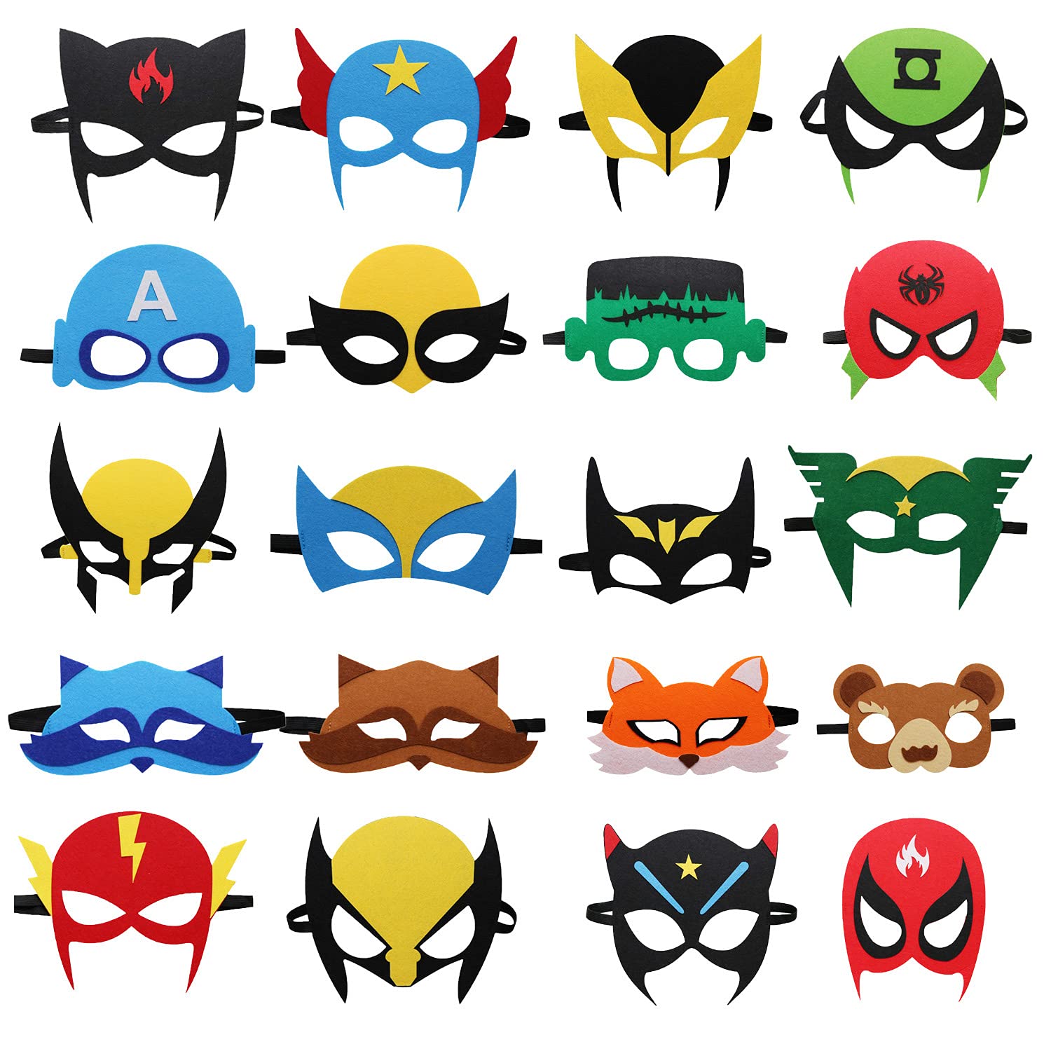 SSZS20 Packs Superhero Masks Party Favors for Kids Toys Set, Dress Up Birthday Festival Christmas Halloween Cosplay Party Supplies Party Masks with 20 Different Types for Children