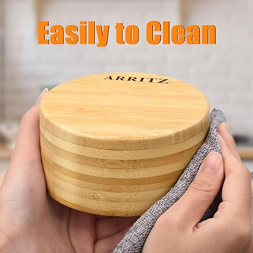 Miniatura 5 de Salero, salero y pimentero de bambú, cuenco de sal con tapa giratoria y cuchara